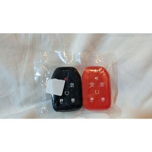 2 Pack Silicone Car Key Fob Covers Red & Black Protective Remote Case